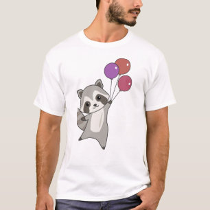 Camiseta Raccoon vuela globos sobre animales amables para n