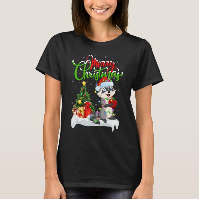 Camiseta Raccoon   Xmas Decorations Santa Raccoon Christmas (Anverso)