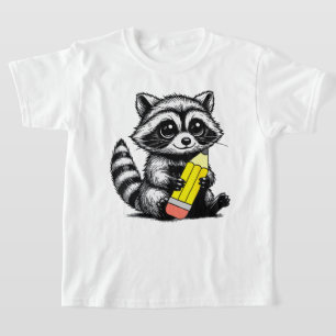 Camiseta Raccoon y Lover maestro de mapache con lápiz