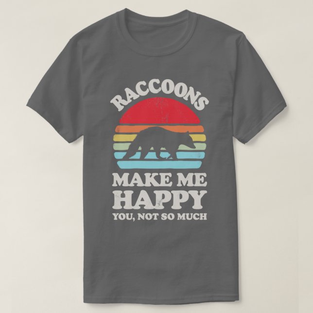 Camiseta Raccoons Make Me Happy Sunset Retro for Men Women  (Diseño del anverso)