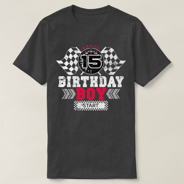 Camiseta Race 15th Birthday Boy Fiesta Carreras Conductor (Diseño del anverso)