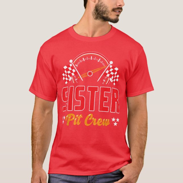 Camiseta Race Birthday Party Matching Family Sister Pit Cre (Anverso)