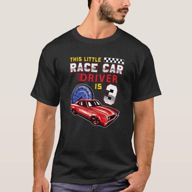 Camiseta Race Car 3er cumpleaños niño pequeño Carreras 3 añ (Anverso)