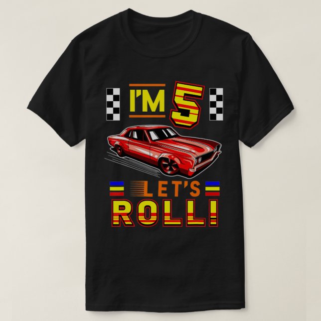 Camiseta Race Car 5th Birthday Toddler Boy Racing 5 Years O (Diseño del anverso)