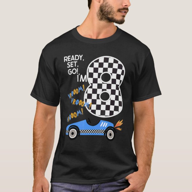 Camiseta Race Car 8Nacimiento Carreras Contra El Conductor  (Anverso)
