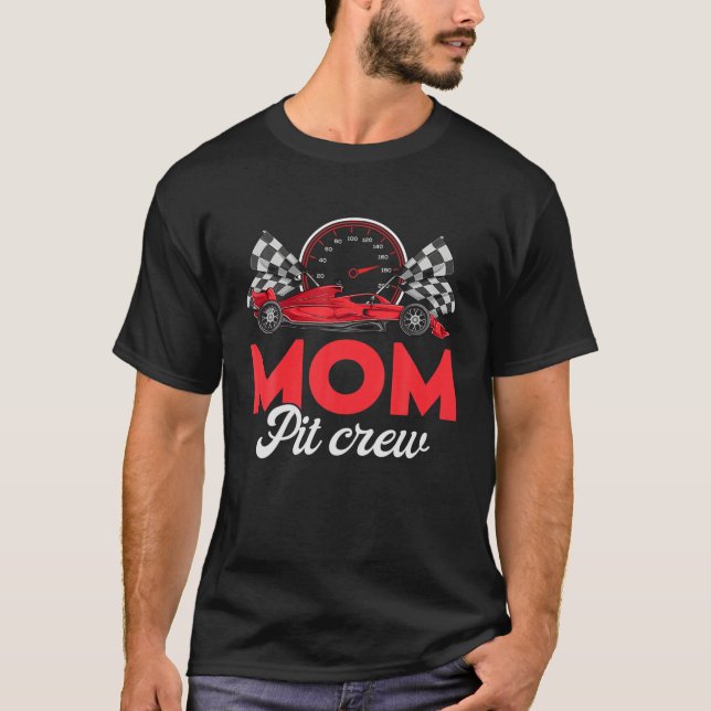 Camiseta Race Car Mom Of The Birthday Boy Shirt Mom Pit Cre (Anverso)