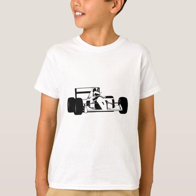 Camiseta Race Car Silhouette blanco y negro (Anverso)