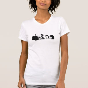 Camiseta Race Car Silhouette blanco y negro