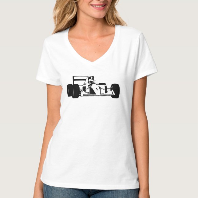 Camiseta Race Car Silhouette blanco y negro (Anverso)