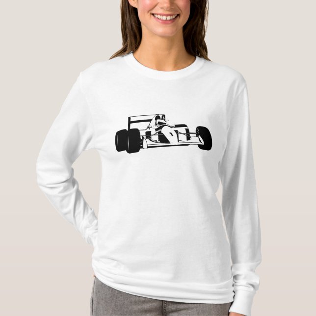 Camiseta Race Car Silhouette blanco y negro (Anverso)