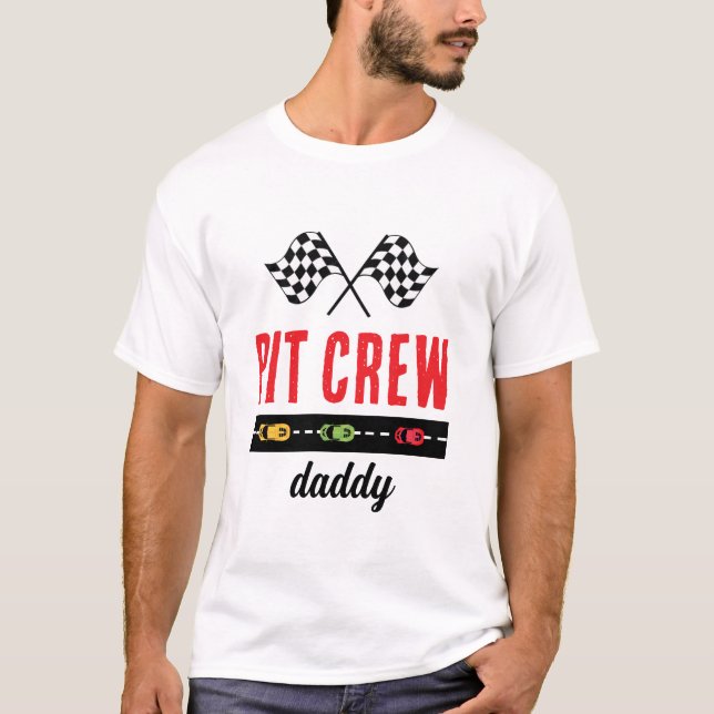 Camiseta Race Car White Pit Crew Daddy (Anverso)