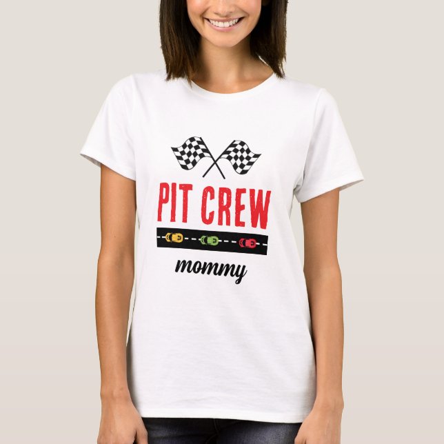 Camiseta Race Car White Pit Crew Mommy (Anverso)