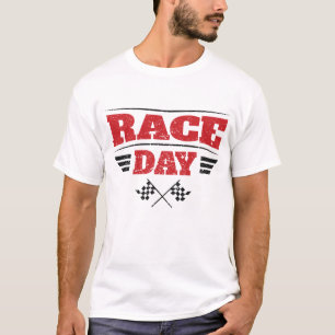 Camiseta Race Day Checkered Flag Car Carreras