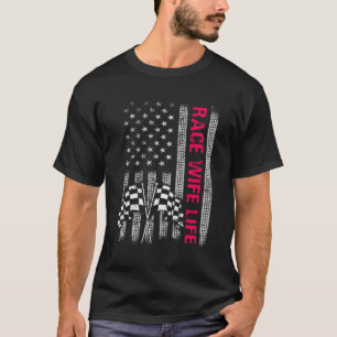 Camiseta Race Life Carreras Racer Mamá Bandera Estadouniden