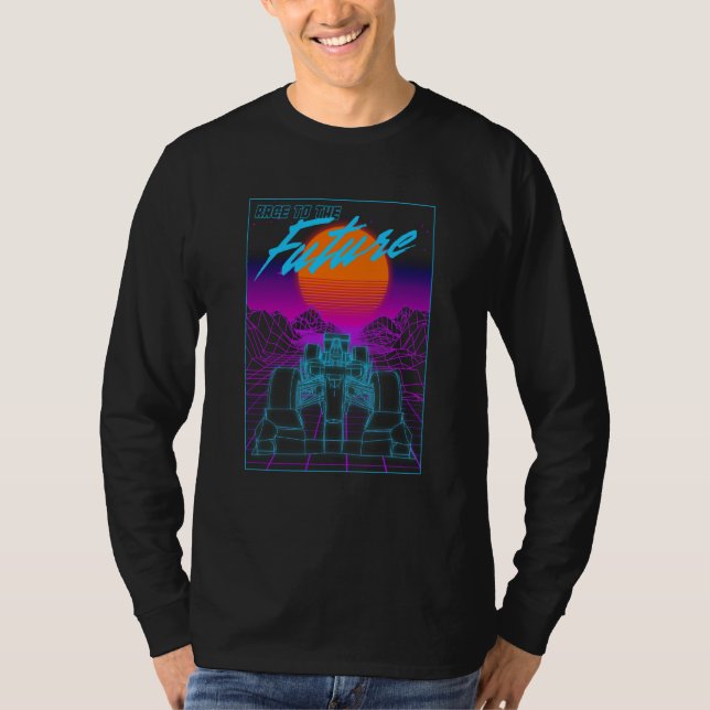 Camiseta Race To the Future Vaporwave Drag Race Car Car Guy (Anverso)