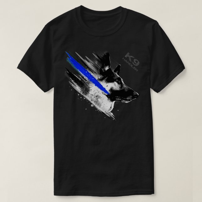 Camiseta racha azul de perro controlador de k9 (Diseño del anverso)