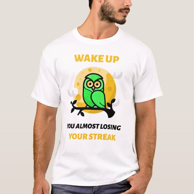 Camiseta Racha perdedora de búho duolingo (Anverso)