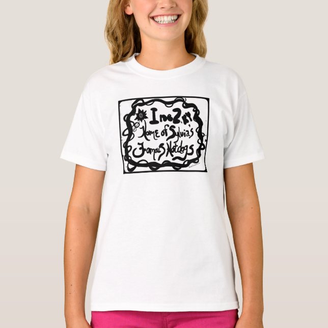 Camiseta Rachel Doodle Art - Famosos Hotdogs de Sylvia (Anverso)