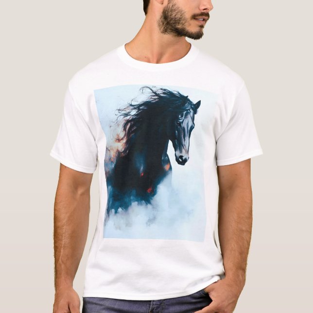 Camiseta  Racing Black Horse Portrait Minimalist (Anverso)