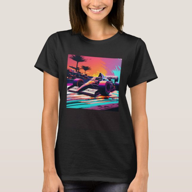 Camiseta Racing Car for Mechanic Sports fan Retro Sunset (Anverso)