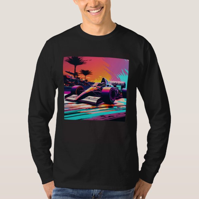 Camiseta Racing Car for Mechanic Sports fan Retro Sunset (Anverso)