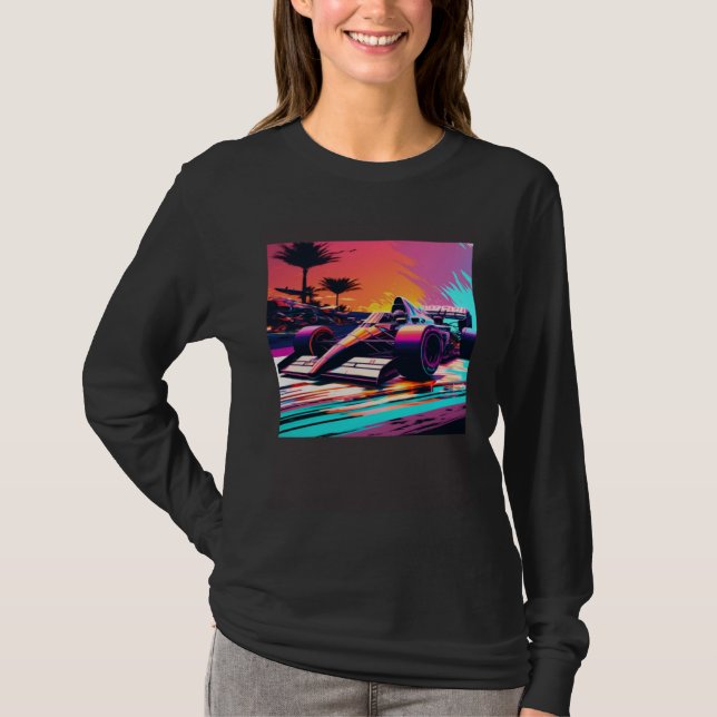 Camiseta Racing Car for Mechanic Sports fan Retro Sunset (Anverso)