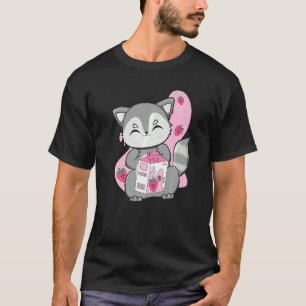 Camiseta Racoon Bebe Té De Burbuja Y Boba Con Fresa