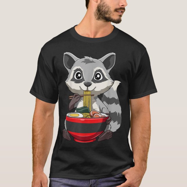 Camiseta Racoon Comiendo Ramen Racoon Ramen Bowl Racoon Noo (Anverso)