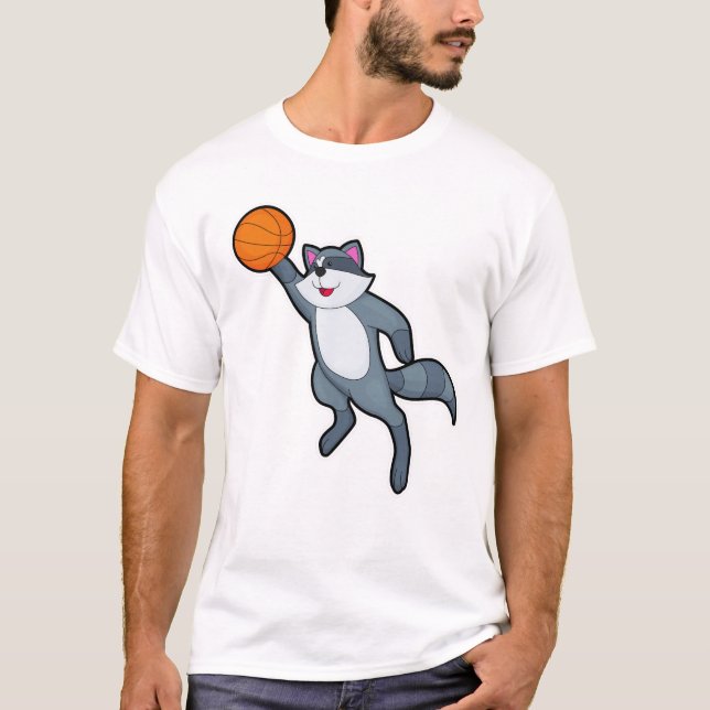 Camiseta Racoon como jugador de baloncesto con baloncesto (Anverso)