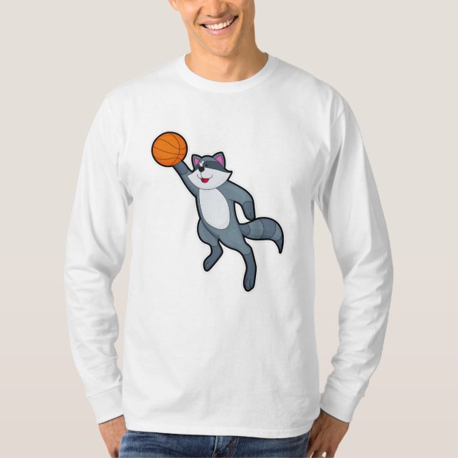 Camiseta Racoon como jugador de baloncesto con baloncesto (Anverso)