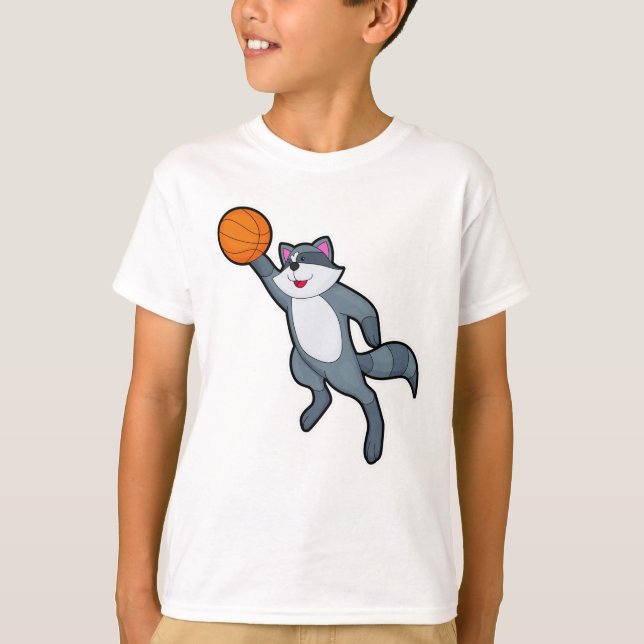 Camiseta Racoon como jugador de baloncesto con baloncesto (Anverso)