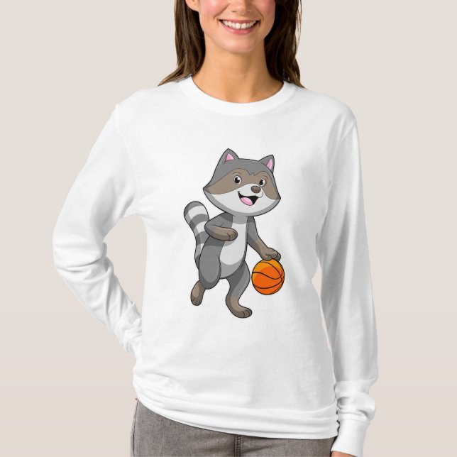Camiseta Racoon como jugador de baloncesto con baloncesto (Anverso)