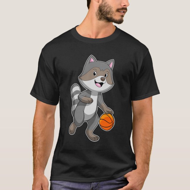 Camiseta Racoon como jugador de baloncesto con baloncesto (Anverso)