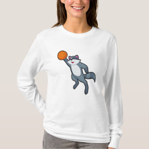 Camiseta Racoon como jugador de baloncesto con baloncesto