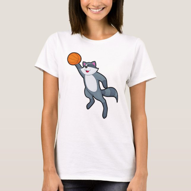 Camiseta Racoon como jugador de baloncesto con baloncesto (Anverso)