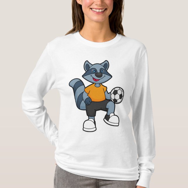 Camiseta Racoon como jugador de fútbol con pelota de fútbol (Anverso)