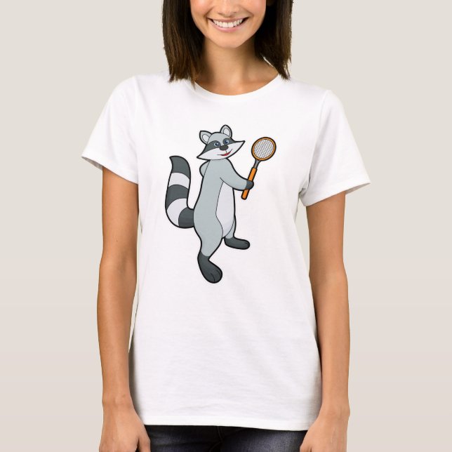 Camiseta Racoon como jugador de tenis con raqueta de tenis (Anverso)