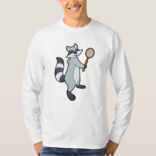 Camiseta Racoon como jugador de tenis con raqueta de tenis
