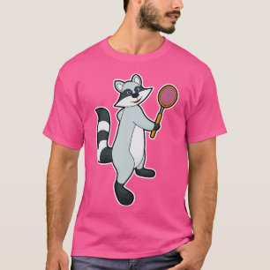Camiseta Racoon como jugador de tenis con raqueta de tenis