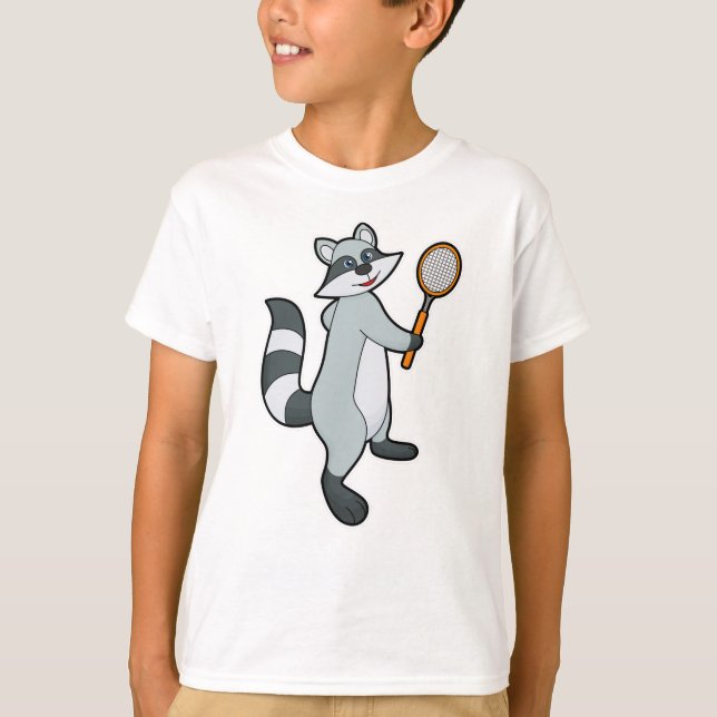 Camiseta Racoon como jugador de tenis con raqueta de tenis (Anverso)
