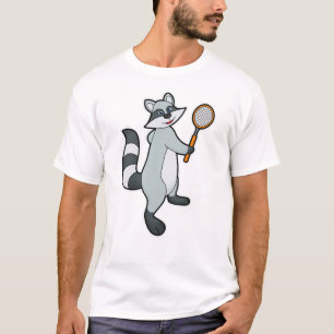 Camiseta Racoon como jugador de tenis con raqueta de tenis