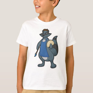 Camiseta Racoon como pintor con pincel