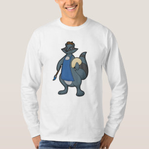 Camiseta Racoon como pintor con pincel