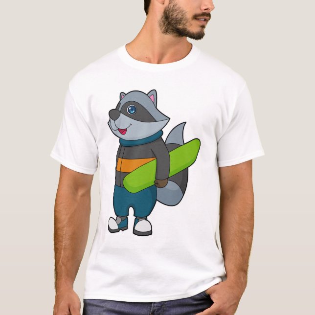 Camiseta Racoon como Snowboard con Snowboard (Anverso)