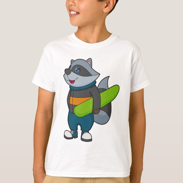 Camiseta Racoon como Snowboard con Snowboard (Anverso)