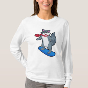 Camiseta Racoon como Snowboard con Snowboard y Scarf