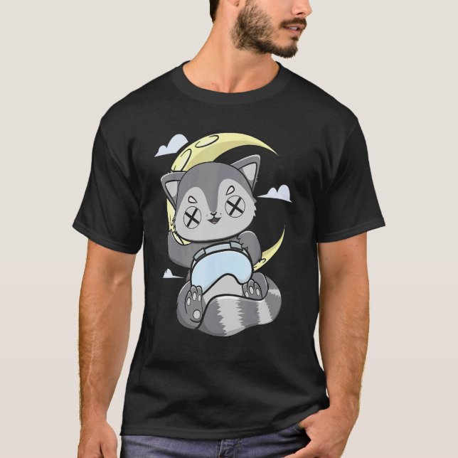 Camiseta Racoon Con Gamepad Para Juegos Y Jugador De Comput (Anverso)