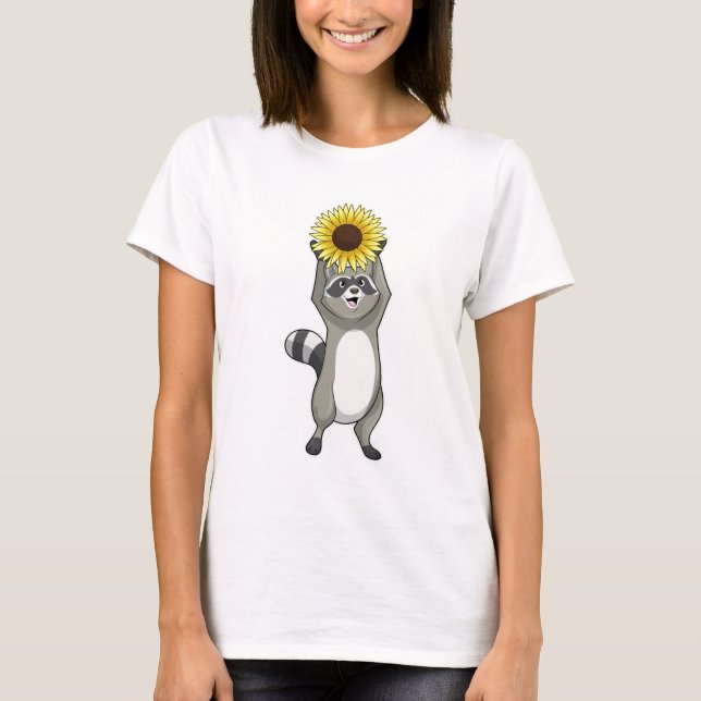 Camiseta Racoon con girasol (Anverso)