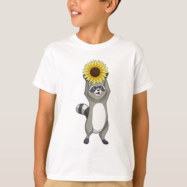 Camiseta Racoon con girasol (Anverso)