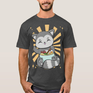Camiseta Racoon De Anime Con Ramen Y Fideos Japoneses